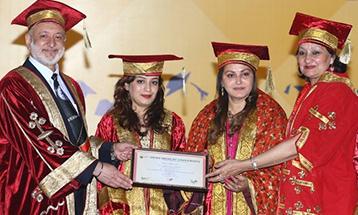 Chancellor awards honoris causa to famous film star and actress aya Prada - Desh Bhagat University